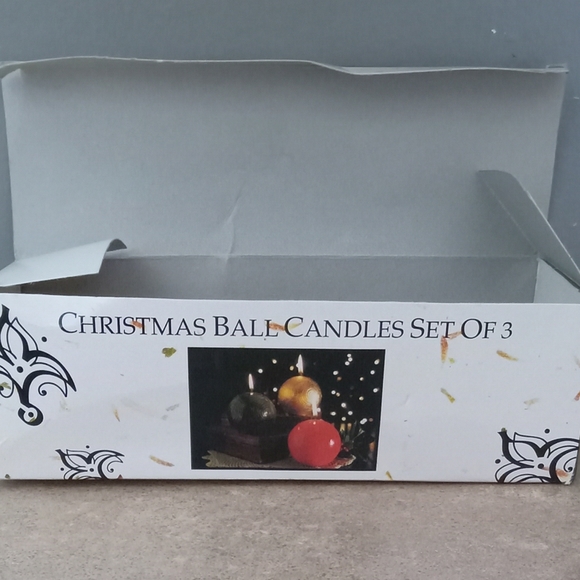 Three Ball Christmas Candles Red,Green,Gold  Swirls on each one they are NIB - Picture 9 of 11